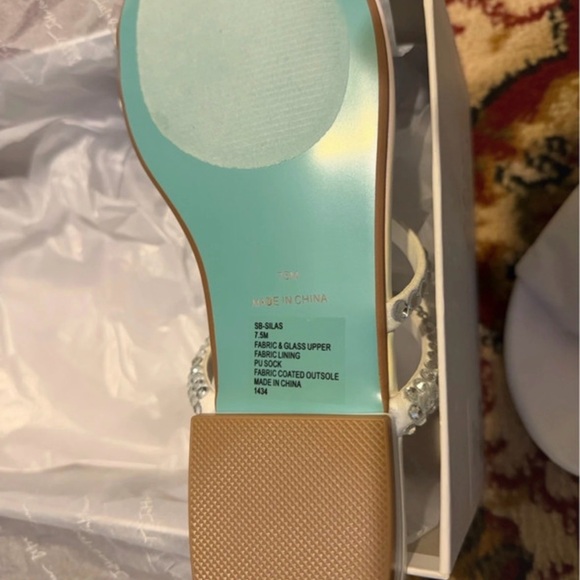 Betsey Johnson White Jeweled Strappy Slide Sandals - Picture 9 of 11